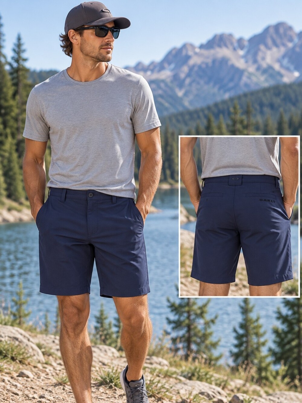 Oakley Shorts Men’s 30 Navy Blue Performance Regular Fit Stretch